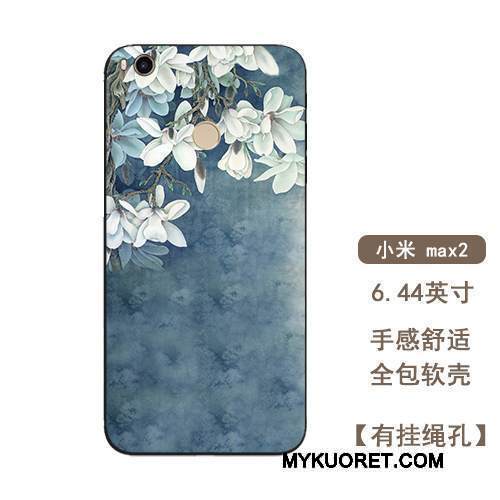 Kuori Mi Max 2 Vuosikerta Ripustettavat Koristeet Sininen, Kotelo Mi Max 2 Luova Kukka Tuuli