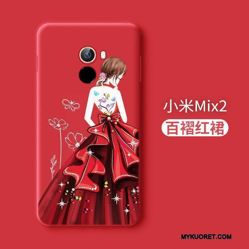 Kuori Mi Mix 2 Laukut Pesty Suede Puhelimen Kuoret, Kotelo Mi Mix 2 Suojaus Punainen Murtumaton