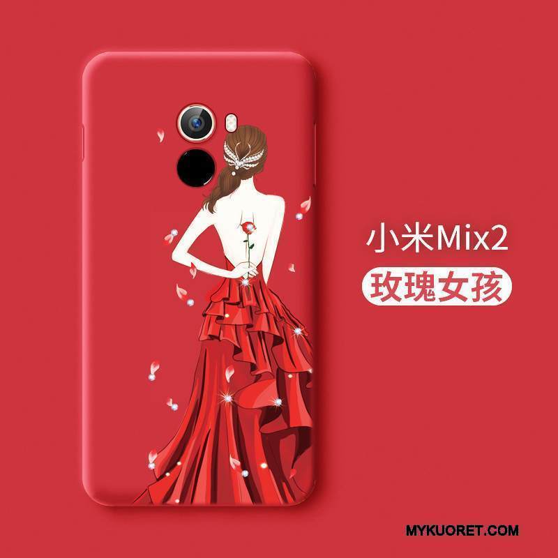 Kuori Mi Mix 2 Laukut Pesty Suede Puhelimen Kuoret, Kotelo Mi Mix 2 Suojaus Punainen Murtumaton