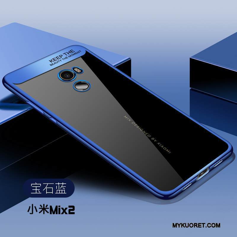 Kuori Mi Mix 2 Pehmeä Neste Pesty Suede Persoonallisuus, Kotelo Mi Mix 2 Silikoni Sininen Puhelimen Kuoret