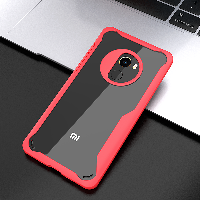 Kuori Mi Mix 2 Suojaus Suupaltti Murtumaton, Kotelo Mi Mix 2 Laukut Läpinäkyvä Punainen