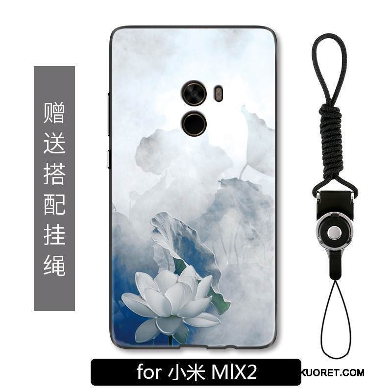 Kuori Mi Mix 2 Tila Kiinalainen Tyyli Harmaa, Kotelo Mi Mix 2 Kohokuviointi Kukka Puhelimen Kuoret