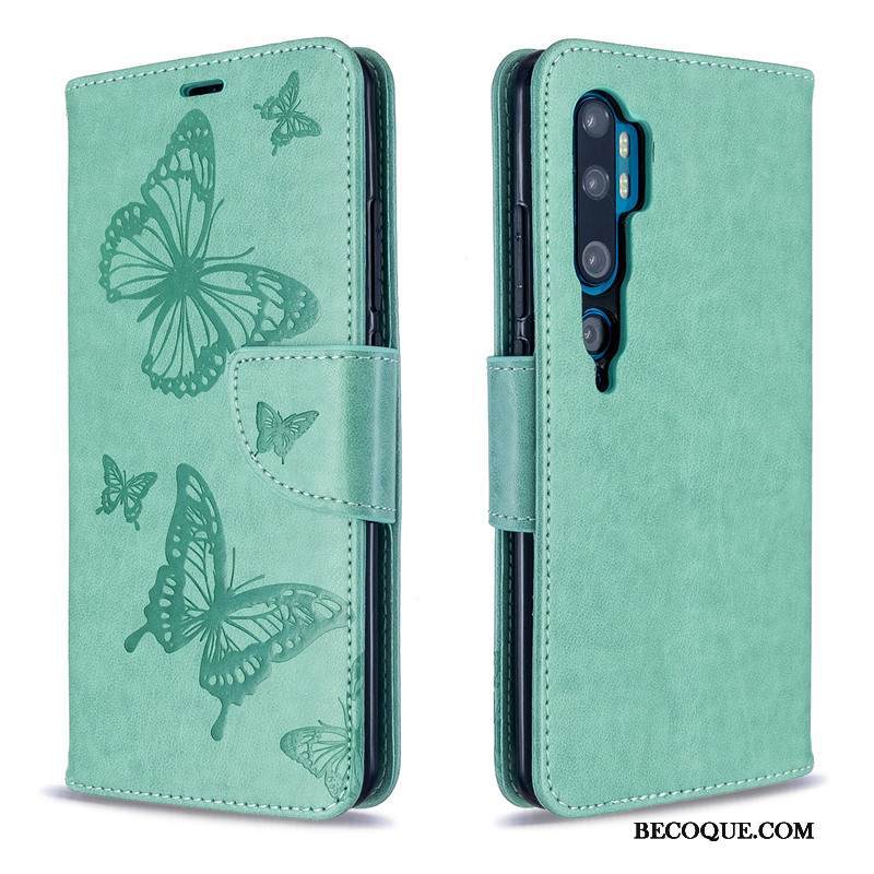 Kuori Mi Note 10 Kohokuviointi Punainen Kukka, Kotelo Mi Note 10 Kuoret Perhonen Kiinteä Väri