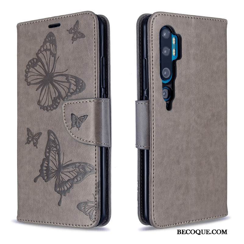 Kuori Mi Note 10 Kohokuviointi Punainen Kukka, Kotelo Mi Note 10 Kuoret Perhonen Kiinteä Väri