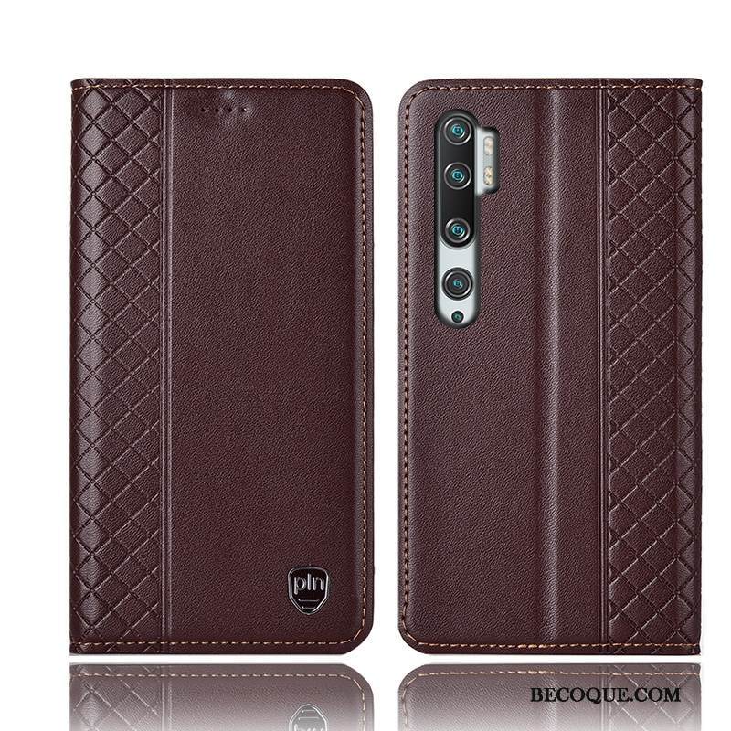 Kuori Mi Note 10 Laukut Ruudukko Keltainen, Kotelo Mi Note 10 Nahka Murtumaton Puhelimen Kuoret