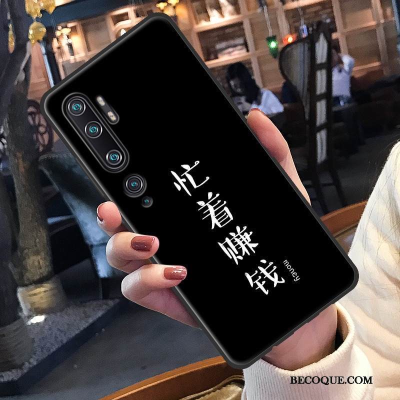 Kuori Mi Note 10 Pehmeä Neste Puhelimen Kuoret Musta, Kotelo Mi Note 10 Luova Net Red Pieni