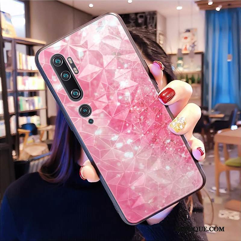 Kuori Mi Note 10 Pehmeä Neste Puhelimen Kuoret Net Red, Kotelo Mi Note 10 Kukkakuvio Violetti