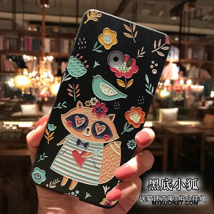 Kuori Mi Note 2 Kohokuviointi Puhelimen Kuoret Pesty Suede, Kotelo Mi Note 2 Pehmeä Neste Musta Pieni