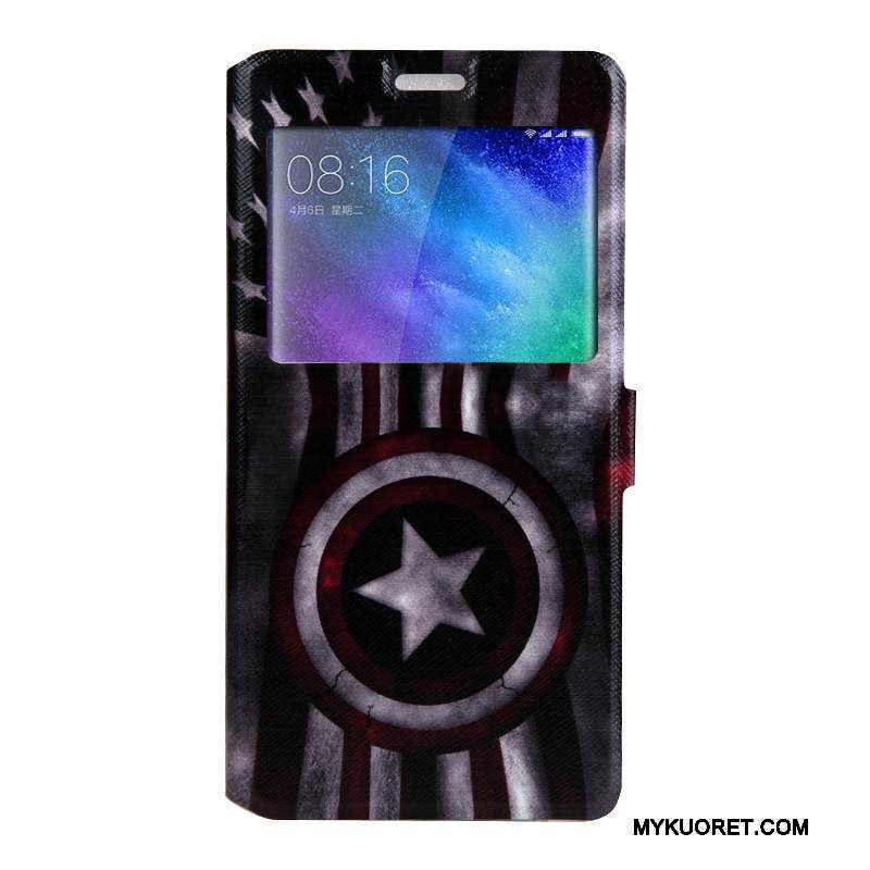 Kuori Mi Note 2 Pehmeä Neste Musta Trendi, Kotelo Mi Note 2 Sarjakuva Pieni Avaa Ikkuna