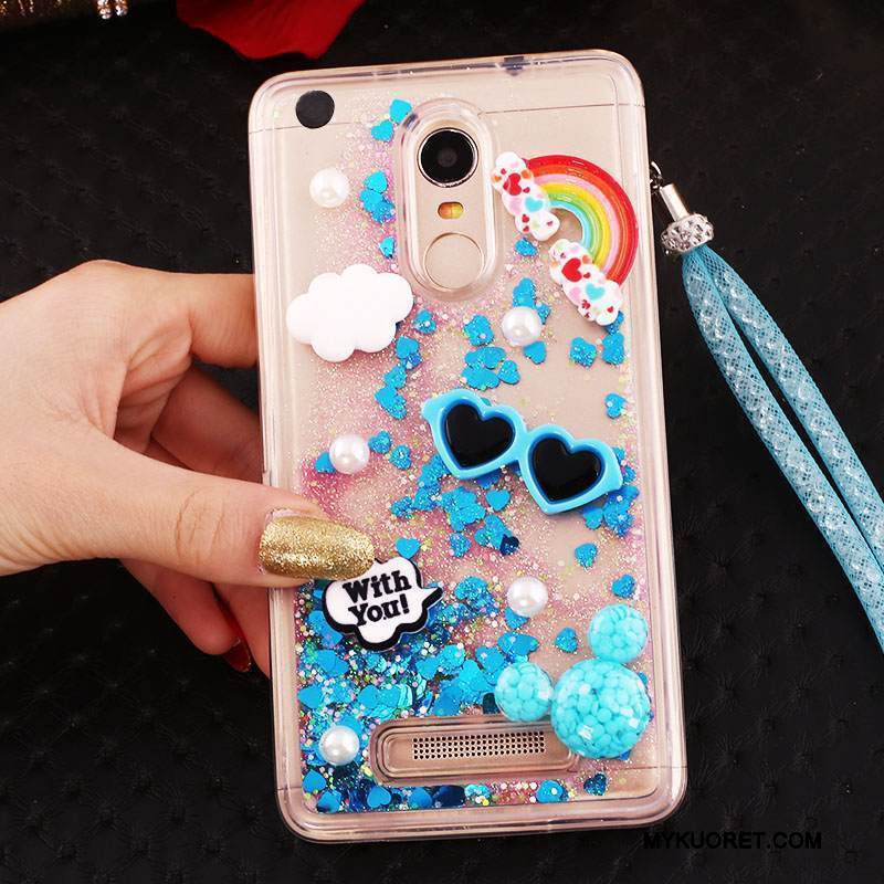 Kuori Mi Note 3 Laukut Sininen Punainen, Kotelo Mi Note 3 Suojaus Juoksuhiekka Ripustettavat Koristeet