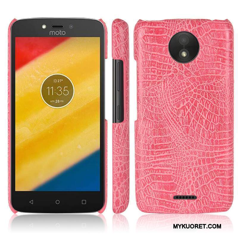 Kuori Moto C Plus Nahka Krokotiili Puhelimen Kuoret, Kotelo Moto C Plus Suojaus Kukkakuvio Punainen