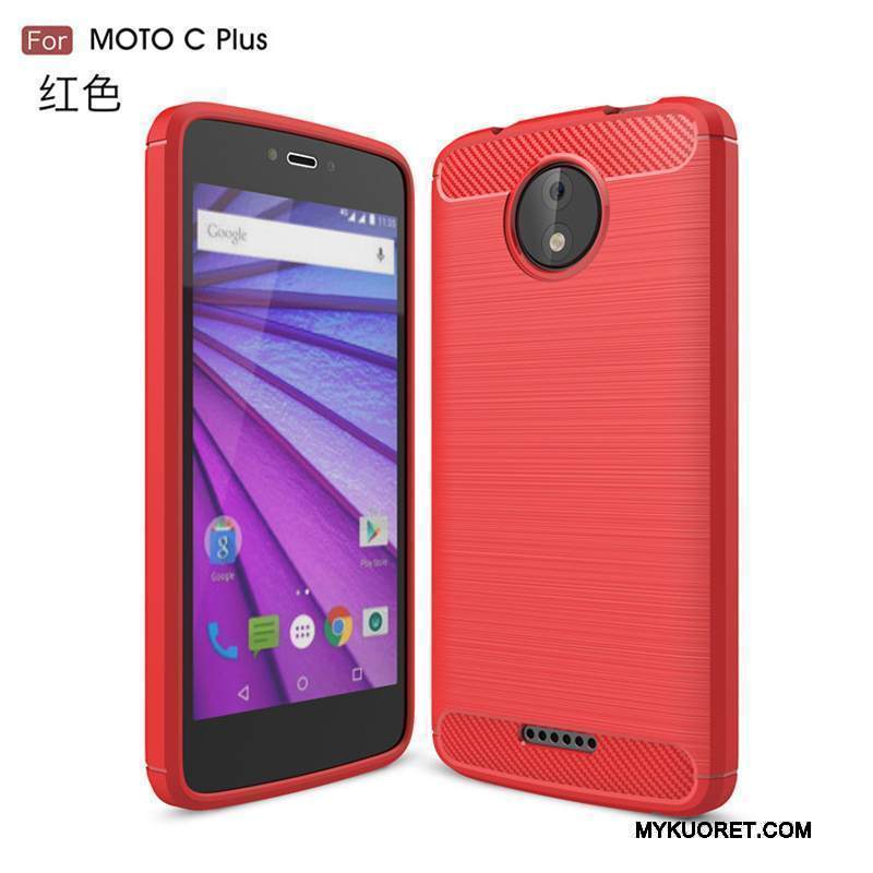 Kuori Moto C Plus Pehmeä Neste Puhelimen Kuoret Murtumaton, Kotelo Moto C Plus Suojaus Kukkakuvio Punainen