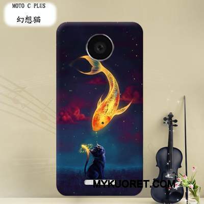 Kuori Moto C Plus Sarjakuva Puhelimen Kuoret Kova, Kotelo Moto C Plus Suojaus Läpinäkyvä Violetti