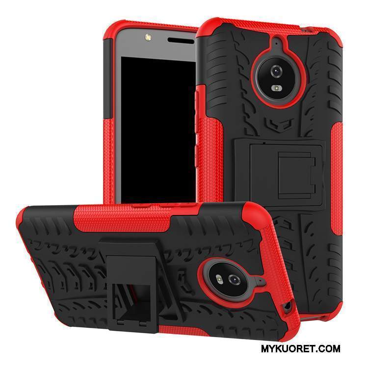 Kuori Moto E4 Laukut Sininen Murtumaton, Kotelo Moto E4 Suojaus Paksut Punainen