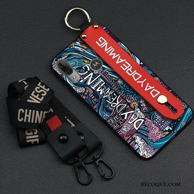 Kuori Moto E6 Plus Pehmeä Neste Tide-brändi Ripustettavat Koristeet, Kotelo Moto E6 Plus Sarjakuva Sininen Puhelimen Kuoret