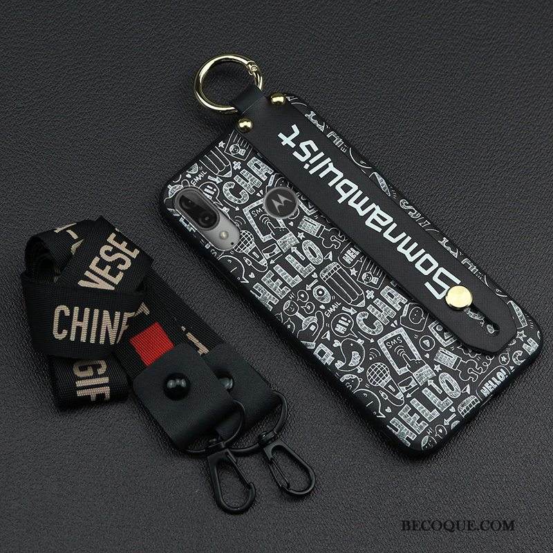 Kuori Moto E6 Plus Pehmeä Neste Tide-brändi Ripustettavat Koristeet, Kotelo Moto E6 Plus Sarjakuva Sininen Puhelimen Kuoret