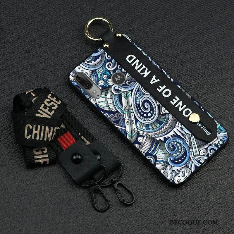 Kuori Moto E6 Plus Pehmeä Neste Tide-brändi Ripustettavat Koristeet, Kotelo Moto E6 Plus Sarjakuva Sininen Puhelimen Kuoret