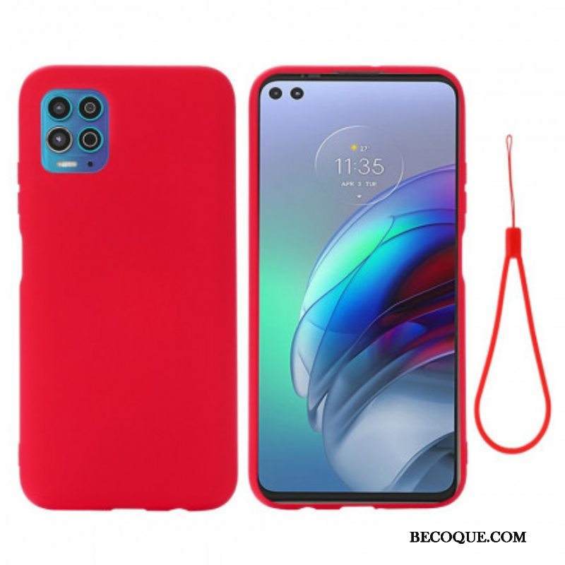 Kuori Moto G100 Nestemäinen Silikoni Kaulanauhalla