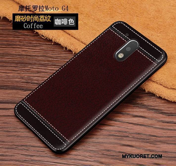 Kuori Moto G4 Play Laukut Punainen Pesty Suede, Kotelo Moto G4 Play Nahka Kukkakuvio Puhelimen Kuoret