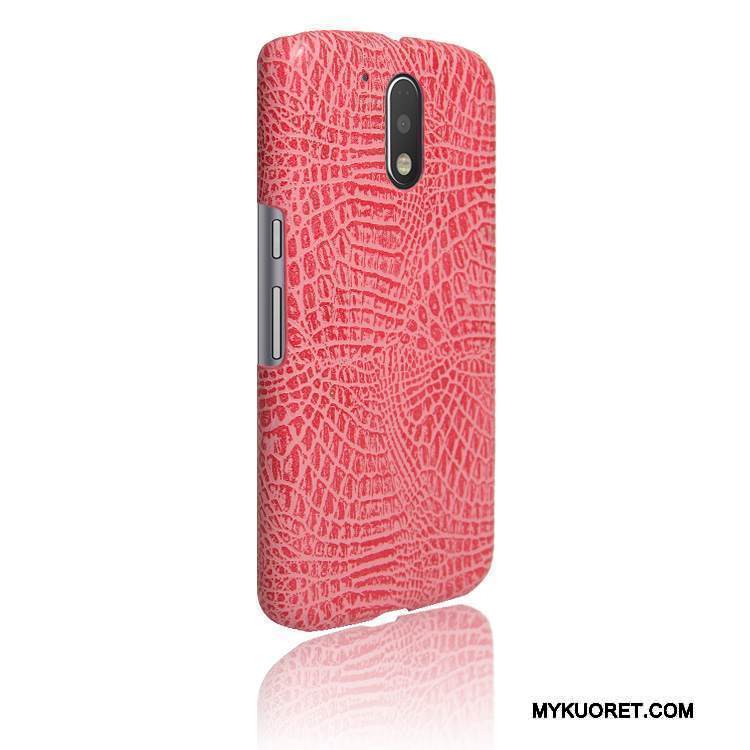 Kuori Moto G4 Play Nahka Punainen Kova, Kotelo Moto G4 Play Suojaus Kehys Murtumaton