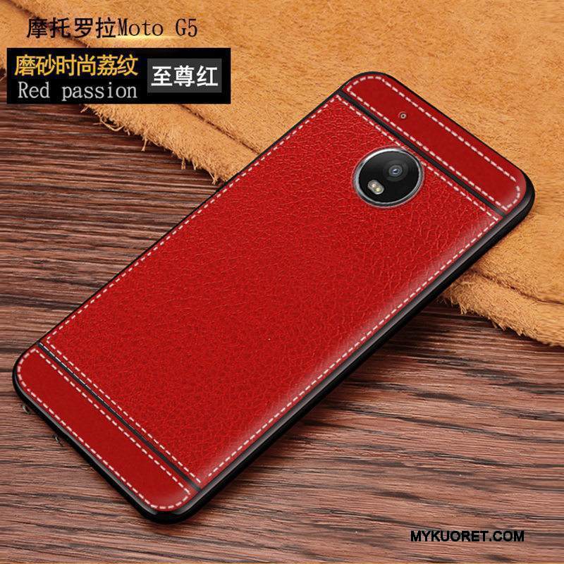 Kuori Moto G5 Nahka Liiketoiminta Kukkakuvio, Kotelo Moto G5 Pehmeä Neste Pesty Suede Puhelimen Kuoret