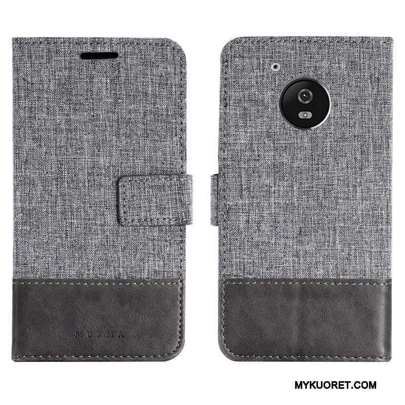 Kuori Moto G5 Nahka Murtumaton Harmaa, Kotelo Moto G5 Pehmeä Neste Puhelimen Kuoret Trendi
