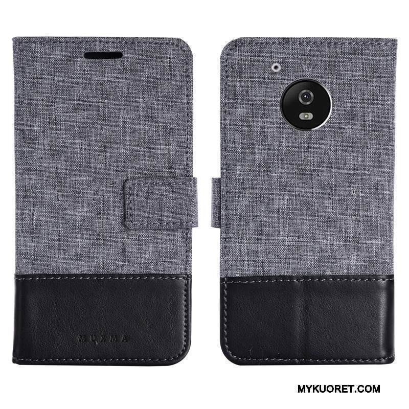 Kuori Moto G5 Nahka Murtumaton Harmaa, Kotelo Moto G5 Pehmeä Neste Puhelimen Kuoret Trendi