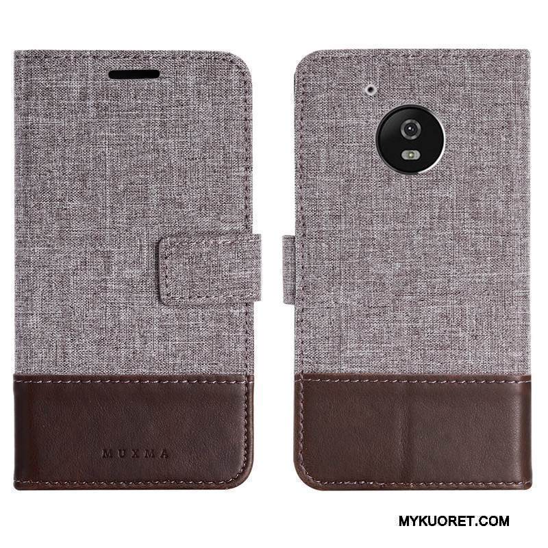 Kuori Moto G5 Nahka Murtumaton Harmaa, Kotelo Moto G5 Pehmeä Neste Puhelimen Kuoret Trendi
