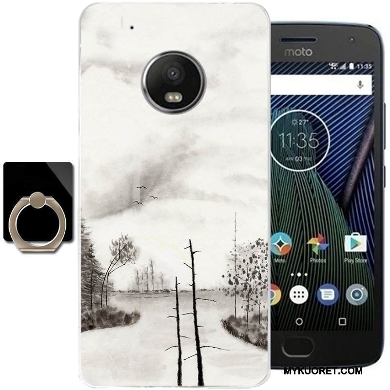 Kuori Moto G5 Plus Silikoni Puhelimen Kuoret Muste, Kotelo Moto G5 Plus Laukut Tuuli Musta