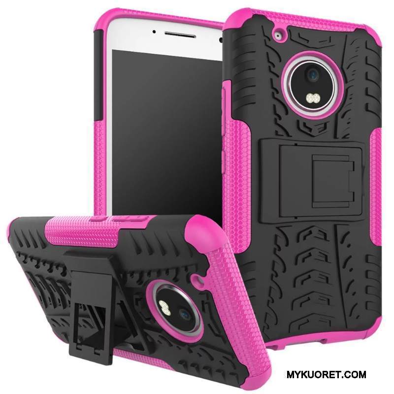 Kuori Moto G5 Plus Suojaus Murtumaton Puhelimen Kuoret, Kotelo Moto G5 Plus Luova Punainen Kukkakuvio