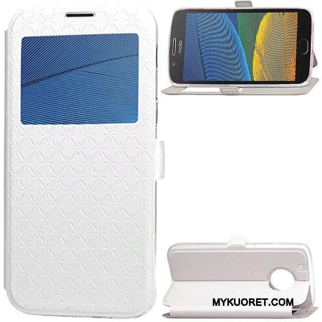 Kuori Moto G5 Suojaus Murtumaton Kukkakuvio, Kotelo Moto G5 Nahka Timantti Punainen