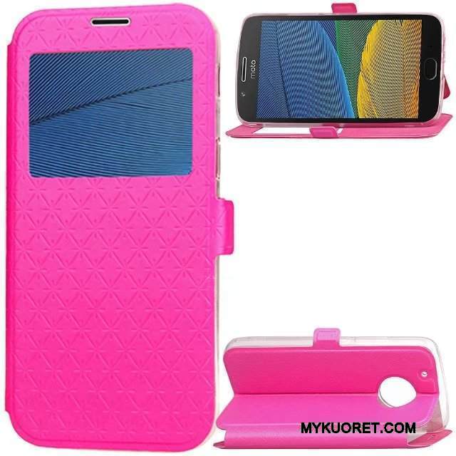 Kuori Moto G5 Suojaus Murtumaton Kukkakuvio, Kotelo Moto G5 Nahka Timantti Punainen