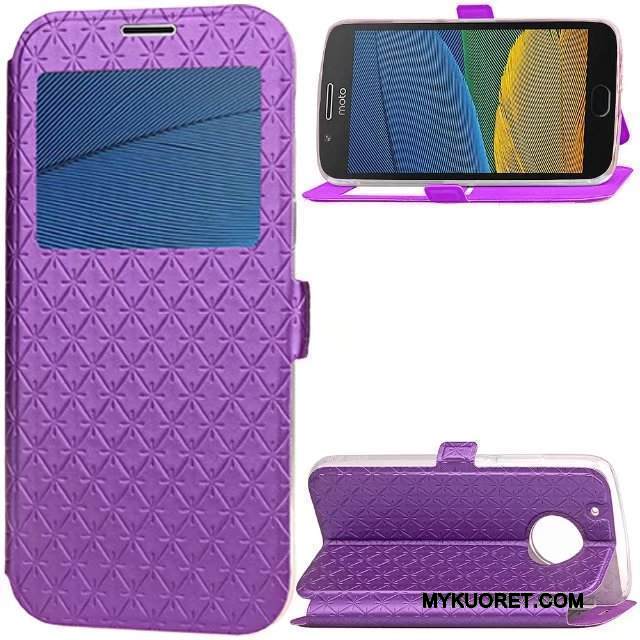 Kuori Moto G5 Suojaus Murtumaton Kukkakuvio, Kotelo Moto G5 Nahka Timantti Punainen