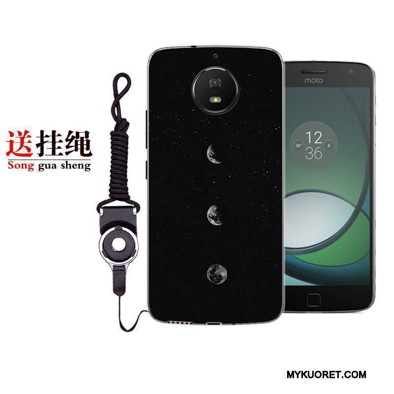 Kuori Moto G5s Plus Silikoni Trendi Puhelimen Kuoret, Kotelo Moto G5s Plus Sarjakuva Murtumaton Musta