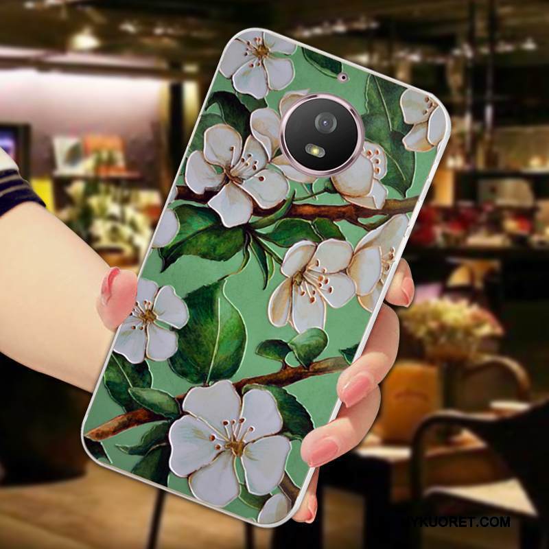 Kuori Moto G5s Suojaus Kukka Punainen, Kotelo Moto G5s Silikoni Puhelimen Kuoret Murtumaton
