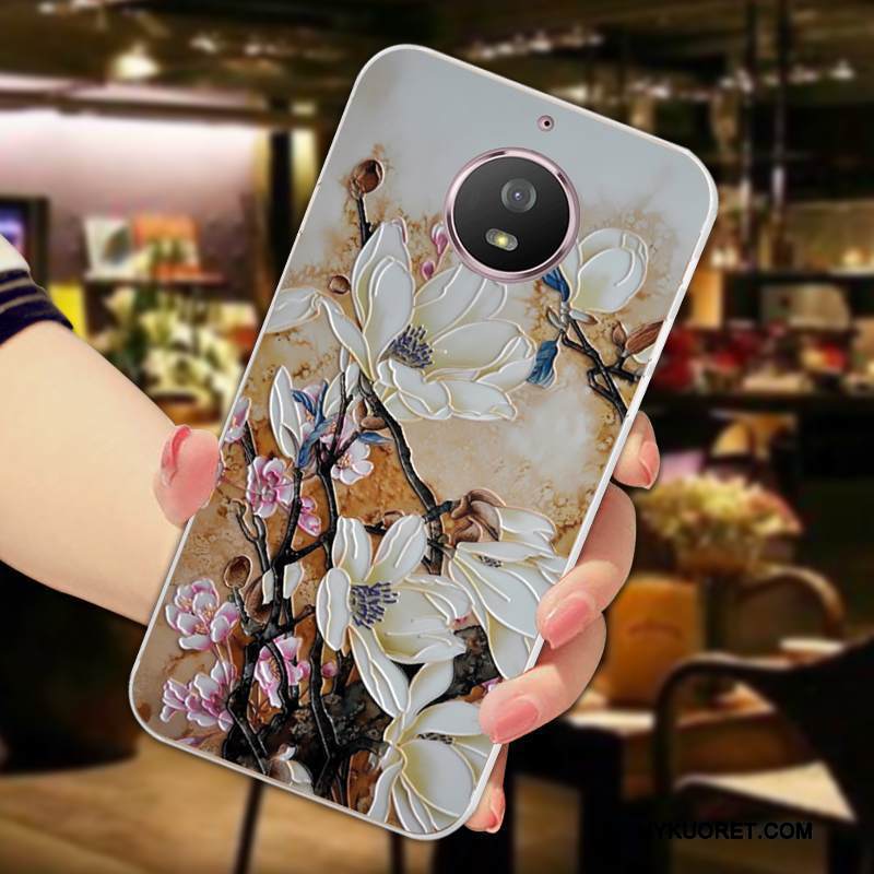 Kuori Moto G5s Suojaus Kukka Punainen, Kotelo Moto G5s Silikoni Puhelimen Kuoret Murtumaton