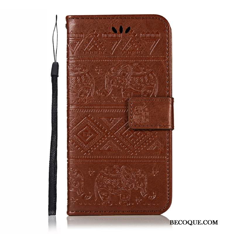 Kuori Moto G7 Nahka Jauhe Kukka, Kotelo Moto G7 Suojaus Toteemi Uusi