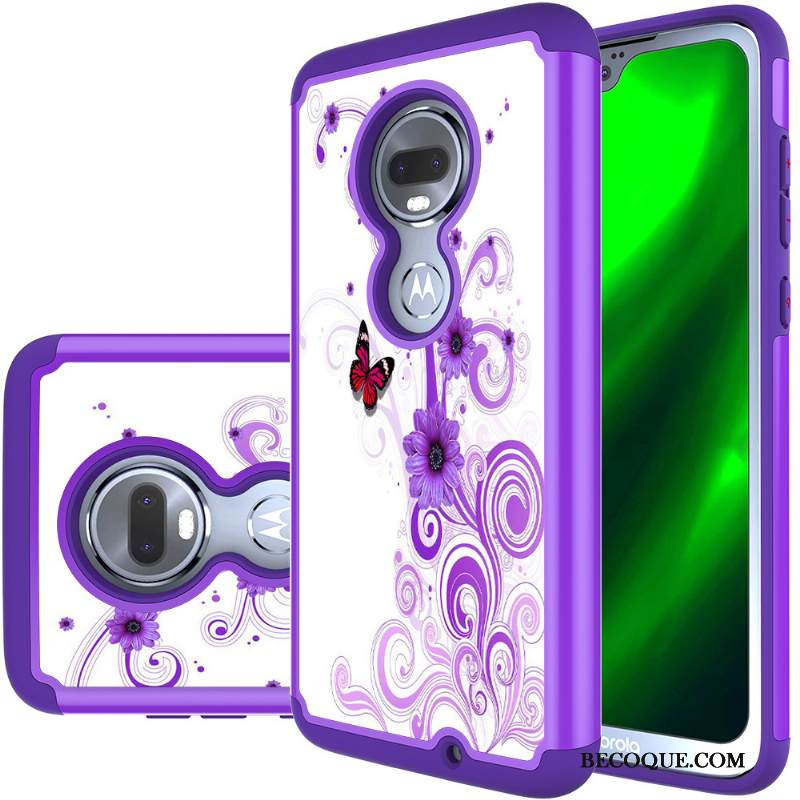 Kuori Moto G7 Nahka Murtumaton Robotti, Kotelo Moto G7 Suojaus Violetti