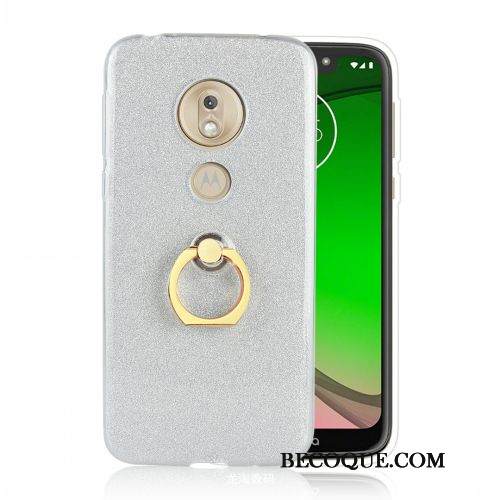 Kuori Moto G7 Play Suojaus Jauhe Murtumaton, Kotelo Moto G7 Play Pehmeä Neste Puhelimen Kuoret Hopea