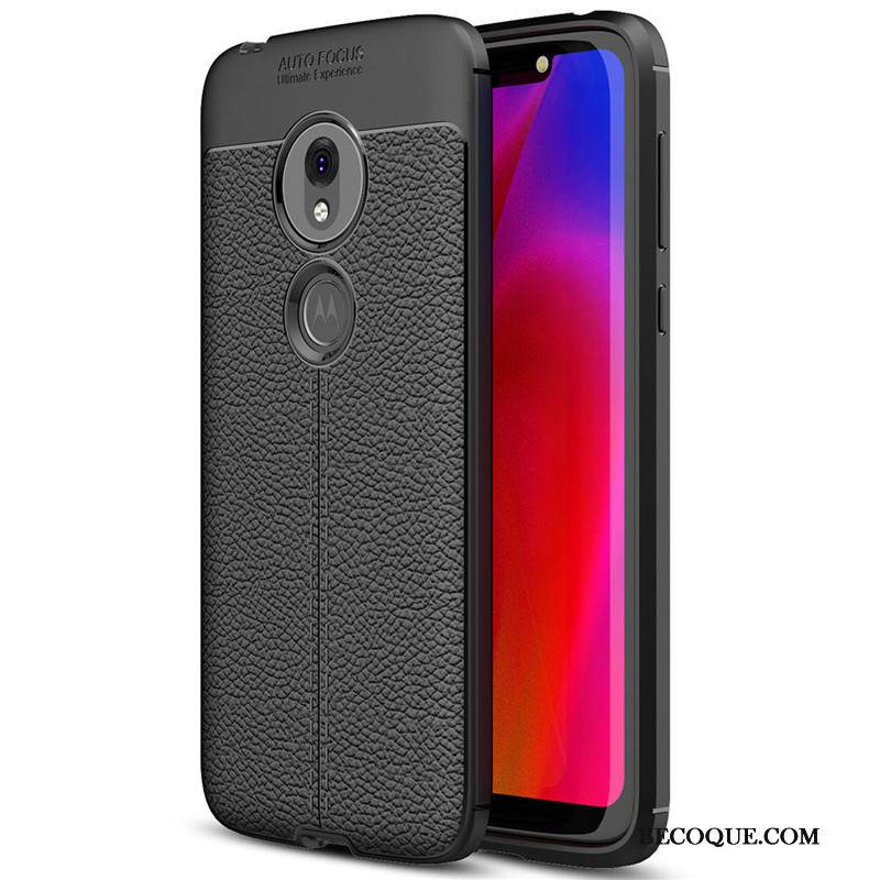 Kuori Moto G7 Play Suojaus Musta Yksinkertainen, Kotelo Moto G7 Play Pehmeä Neste Litsi Kukkakuvio
