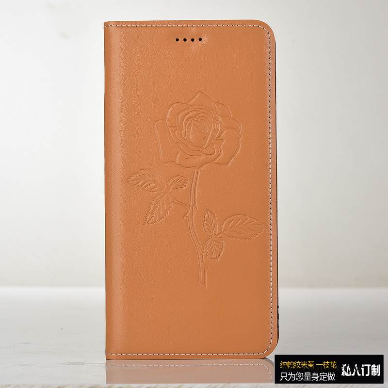 Kuori Moto G7 Plus Nahka Keltainen Puhelimen Kuoret, Kotelo Moto G7 Plus Kuoret Kukkakuvio Kukka