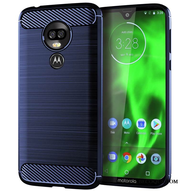 Kuori Moto G7 Plus Pehmeä Neste Murtumaton Puhelimen Kuoret, Kotelo Moto G7 Plus Suojaus Johdin Sininen