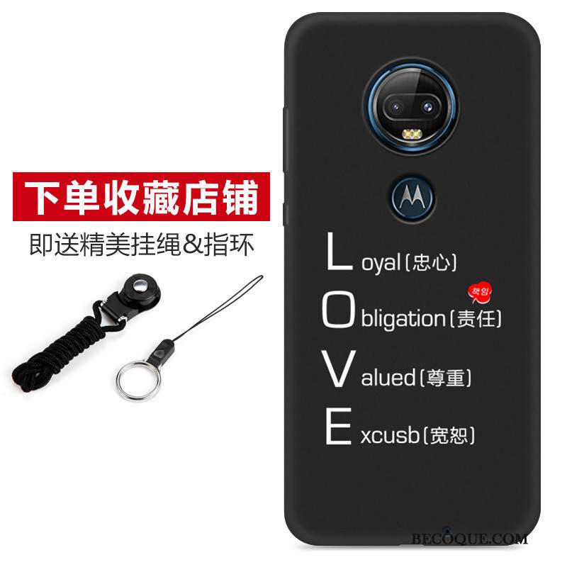 Kuori Moto G7 Plus Suojaus Ihana Puhelimen Kuoret, Kotelo Moto G7 Plus Sarjakuva Pesty Suede Musta