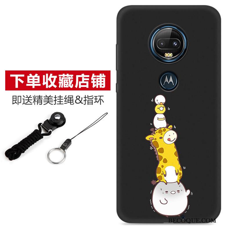 Kuori Moto G7 Plus Suojaus Ihana Puhelimen Kuoret, Kotelo Moto G7 Plus Sarjakuva Pesty Suede Musta