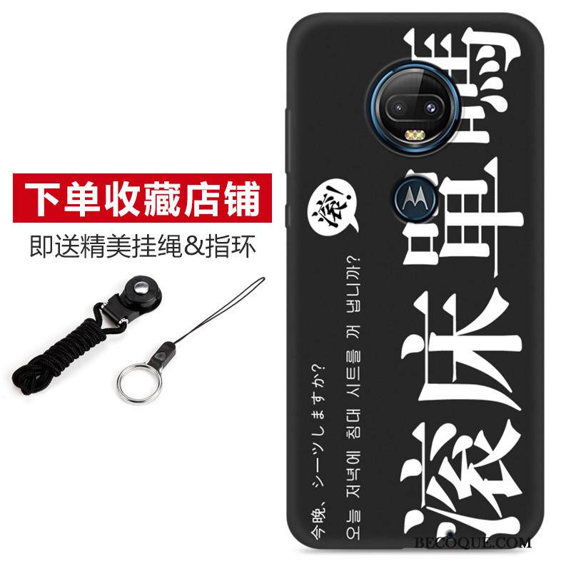 Kuori Moto G7 Plus Suojaus Ihana Puhelimen Kuoret, Kotelo Moto G7 Plus Sarjakuva Pesty Suede Musta