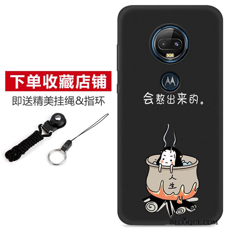 Kuori Moto G7 Plus Suojaus Ihana Puhelimen Kuoret, Kotelo Moto G7 Plus Sarjakuva Pesty Suede Musta