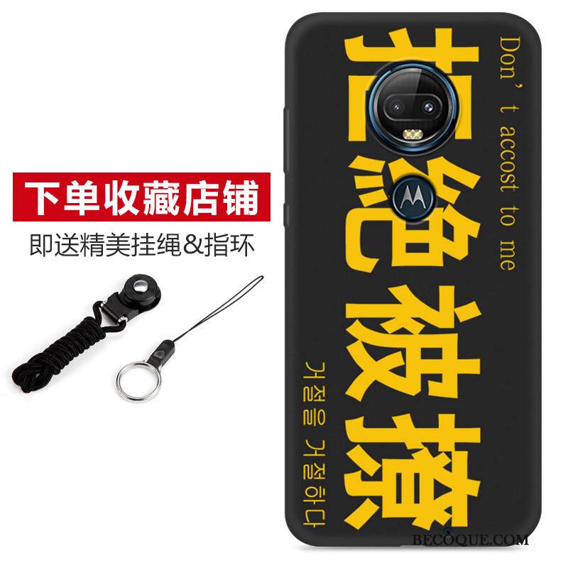 Kuori Moto G7 Plus Suojaus Ihana Puhelimen Kuoret, Kotelo Moto G7 Plus Sarjakuva Pesty Suede Musta