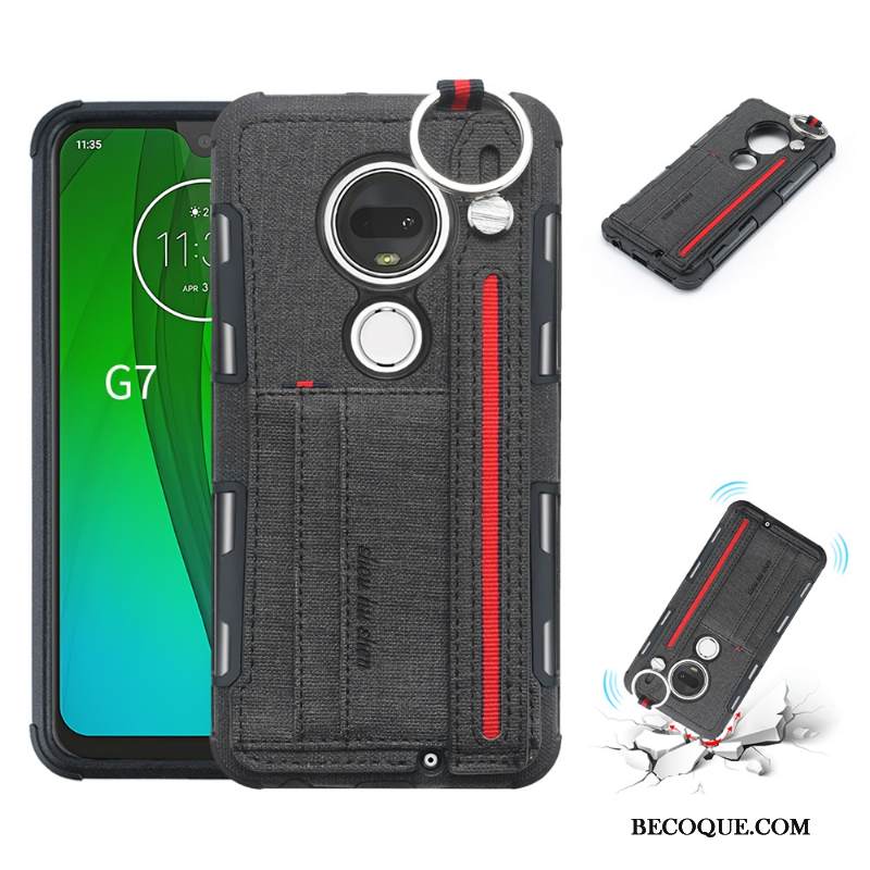 Kuori Moto G7 Plus Tuki Puhelimen Kuoret Murtumaton, Kotelo Moto G7 Plus Jauhe Pu