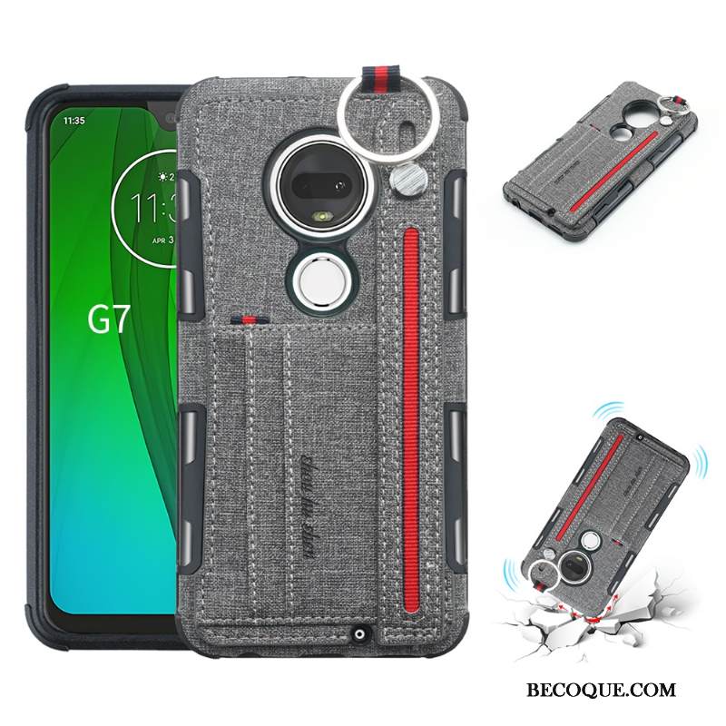 Kuori Moto G7 Plus Tuki Puhelimen Kuoret Murtumaton, Kotelo Moto G7 Plus Jauhe Pu