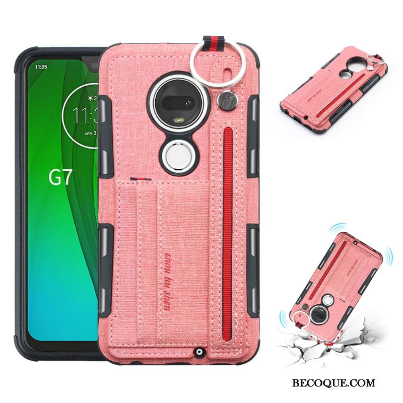 Kuori Moto G7 Plus Tuki Puhelimen Kuoret Murtumaton, Kotelo Moto G7 Plus Jauhe Pu